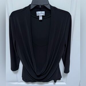 Joseph Ribkoff Women’s Black Draped Cowl Neck Women’s Top, Size 10, 3/4 sleeve
